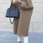Long Sleeves Loose Solid Color Collarless Woolen Coat
