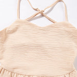Oatmeal Crossover Backless Bodice Tiered Maxi Dress
