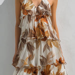 Floral Halter Tiered Maxi Dress With Soft Ruffle Layers