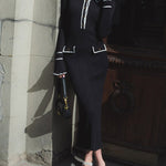 Long Sleeves Pleated Ruffled Split-Joint Lapel Maxi Dresses Sweater Dresses