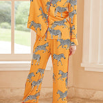 Yellow Zebra Print Home Long-sleeved Two-piece Set