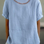 Solid Color Cotton And Linen Top