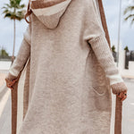 Autumn and winter casual all-match hooded long cardigan sweater jacket