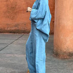 Loose Wide Leg Drawstring Solid Color Split-Front Split-Joint Pants Trousers