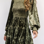 Casual Daily Ruffle Velvet O Neck A Line Dresses(4 Colors)