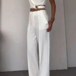 Fashion Crossover Vest & Pants Two-piece Set
