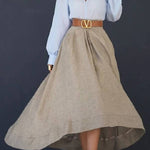All Round Comfort Linen Blend V-neck Balloon Sleeve Loose Blouse