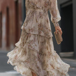 High Neck Tiered Floral Maxi Dress