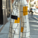 High Waisted Loose Asymmetric Printed Split-Joint Pants Trousers