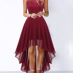 A-Line High Waisted Pleated See-Through Split-Joint Tied Waist Round-Neck Maxi Dresses
