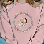 Printed Christmas Contrast Color Long Sleeve Pullover Sweatshirt