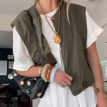 Women's casual zipper work vest