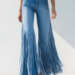 Trendy Retro Tassel Flared Jeans