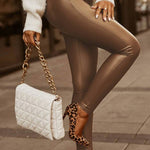 High-waisted faux leather leggings