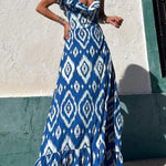 TUNISIA BLUE PRINTED, LONG DRESS