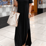 COZY SLIT V NECK IRREGULAR DRESS