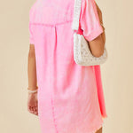 A-Line Loose Fringed Pleated Pockets Split-Joint Lapel Mini Dresses
