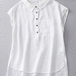 Ladies Casual Sleeveless Shirt With Lapel Button Design