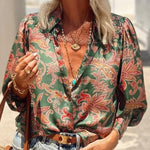 Unique Printed Loose Resort Long Sleeve Shirt