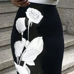 Skinny Wrap Flower Print Skirts Bottoms