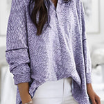 Casual Solid Buttons V Neck Tops