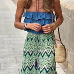 Bohemian paneled floral maxi skirt