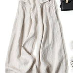 Solid Color Ramie Cotton Plus Size Loose Ninth Wide-Leg Pants