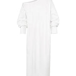 Long Sleeves Loose Solid Color Split-Side One-Shoulder Midi Dresses