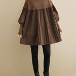 Knitting Pleats Split-Joint High-Neck Pullover Top