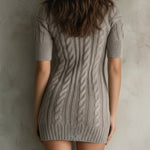 Retro Cable Knit Short-sleeved Mini Dress