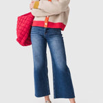 Risen Jenny High Rise Raw Hem Crop Wide Leg Jeans