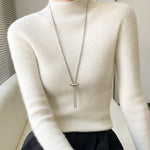 Casual Skinny Long Sleeves Solid Color Half Turtleneck Sweater Tops