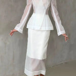 Perfectly Shaped Organza High Rise Side Zipper Pencil Midi Skirt