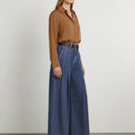 Elasticated Waist High Waisted Belted Pleated Pockets Solid Color Split-Joint Pants
