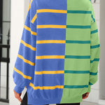 Striped long-sleeved sweater, round neck pullover fashionable sweatshirt