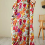 Batwing Sleeves Half Sleeves Contrast Color Polka-Dot V-Neck Maxi Dresses