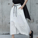 Loose White Linen Split-Side Harem Pants