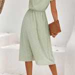 Sweet Elegant Solid V Neck A Line Short Sleeve Dress