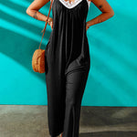 Casual Spaghetti Straps Wide Leg Pocketed Jumpsuits
