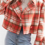 Women Fall/Winter Turndown Collar Plaid Print Jacket