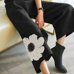 High Waisted Loose Asymmetric Floral Printed Pants Trousers