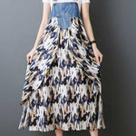 Loose Plus Size Flower Print Pockets Split-Joint Spaghetti-Neck Maxi Dresses Suspender Dress