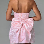 Sexy fashion jacquard tube top bow short dress