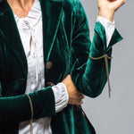 Vintage Gold Velvet Long Sleeve Pocket Blazer