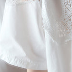 Original Solid Lace Split-Side Short Sleeve A-Line Mini Dress