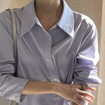 Long Sleeves Loose Asymmetric Solid Color Lapel Shirt Dress