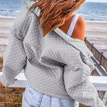 Gray Quilted Pocketed Zip Up Cropped Jacket