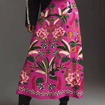 Creative Tropical Rainforest Unique Print High Rise Midi Skirt