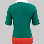 Short Sleeves Skinny Buttoned Contrast Color Lapel Polo-Style T-Shirts Tops