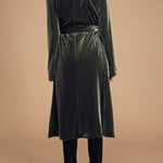 Layers of Luxe Dark Sage Green Velvet Long Cardigan